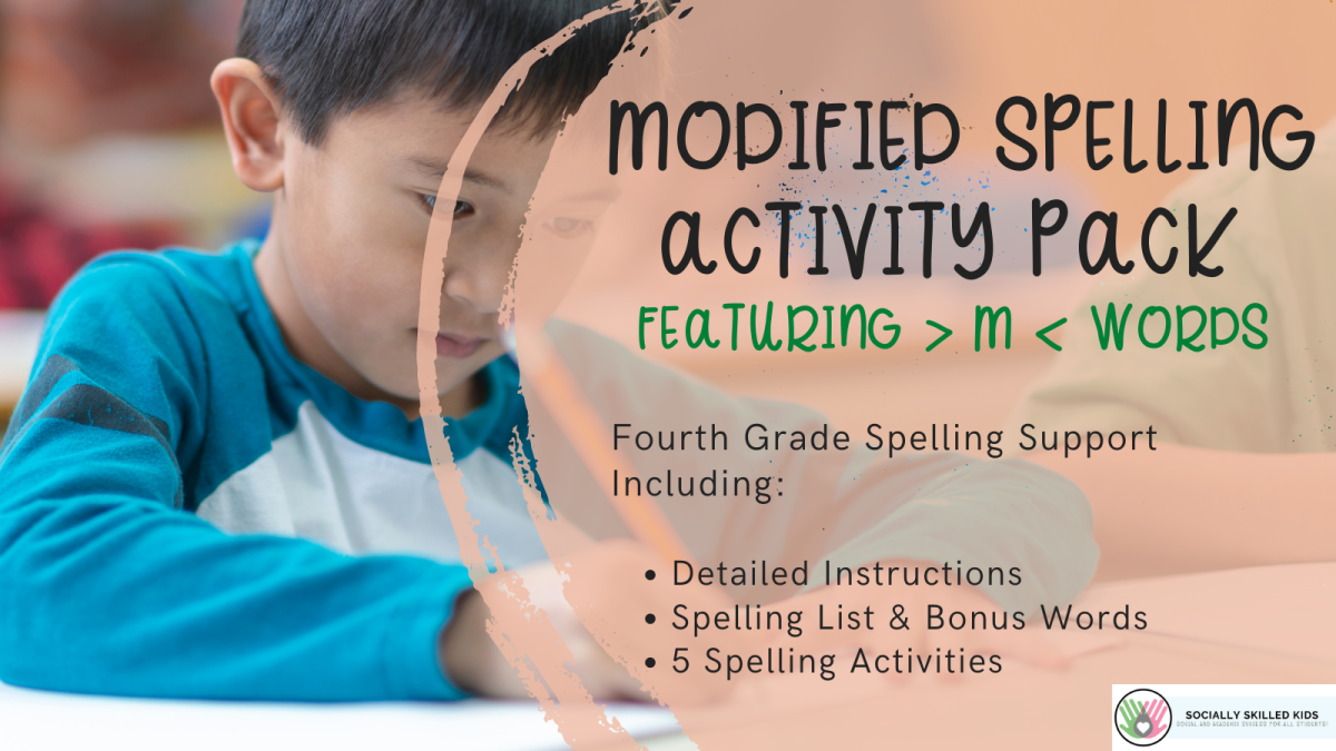 An educational teaching resource from Socially Skilled Kids entitled Modified Spelling Activities | List of  'm' Words downloadable at Teach Simple.