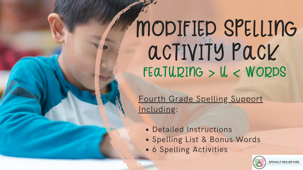 An educational teaching resource from Socially Skilled Kids entitled Modified Spelling Activities | List of  'u' Words downloadable at Teach Simple.