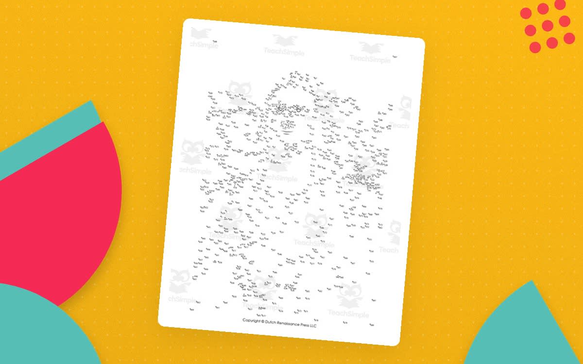An educational teaching resource from Tim's Printables entitled Mona Lisa Extreme Difficulty Dot-to-Dot downloadable at Teach Simple.
