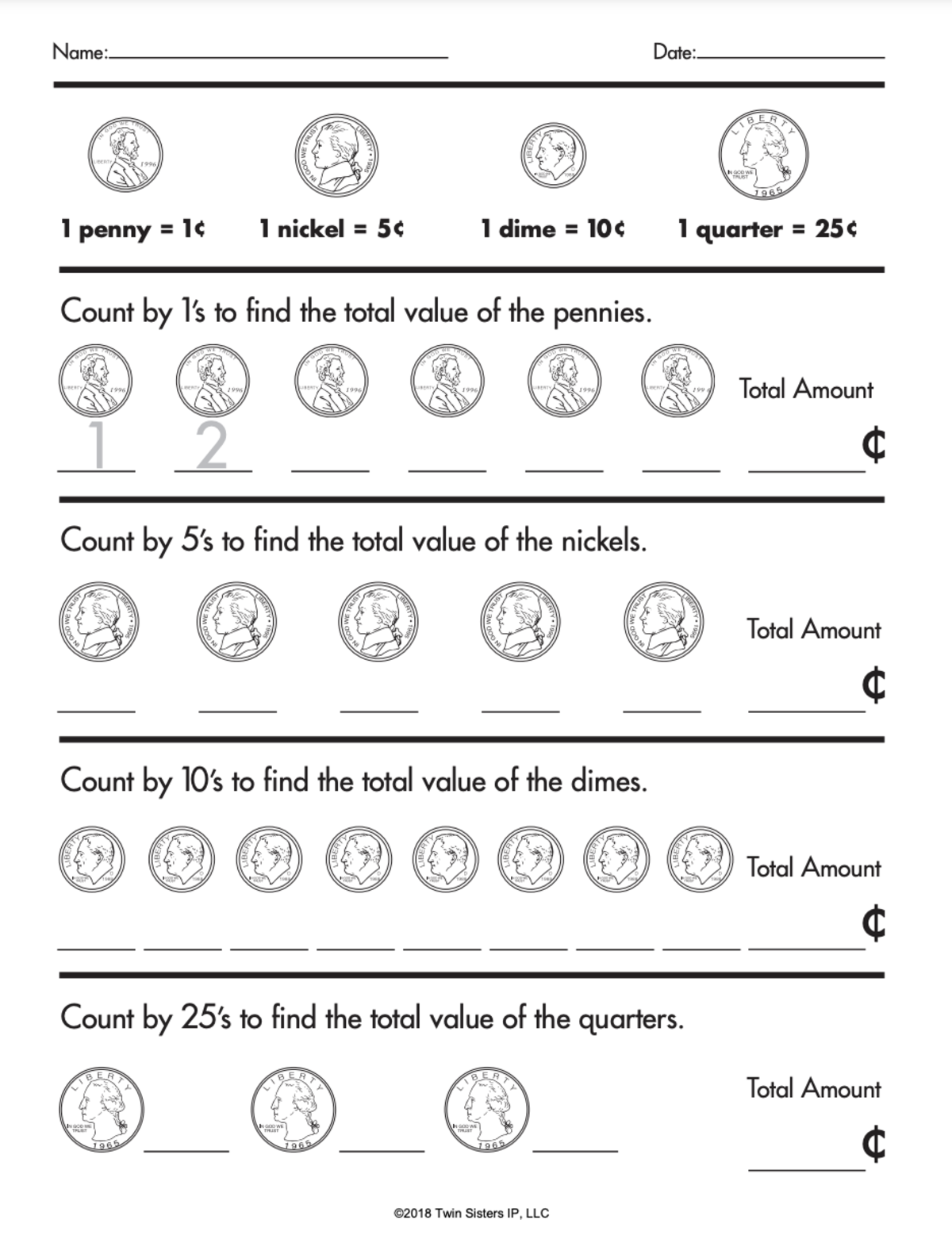 An educational teaching resource from Twin Sisters Digital Media entitled Money: Value, Use, and Making Change Printable Workbook downloadable at Teach Simple.