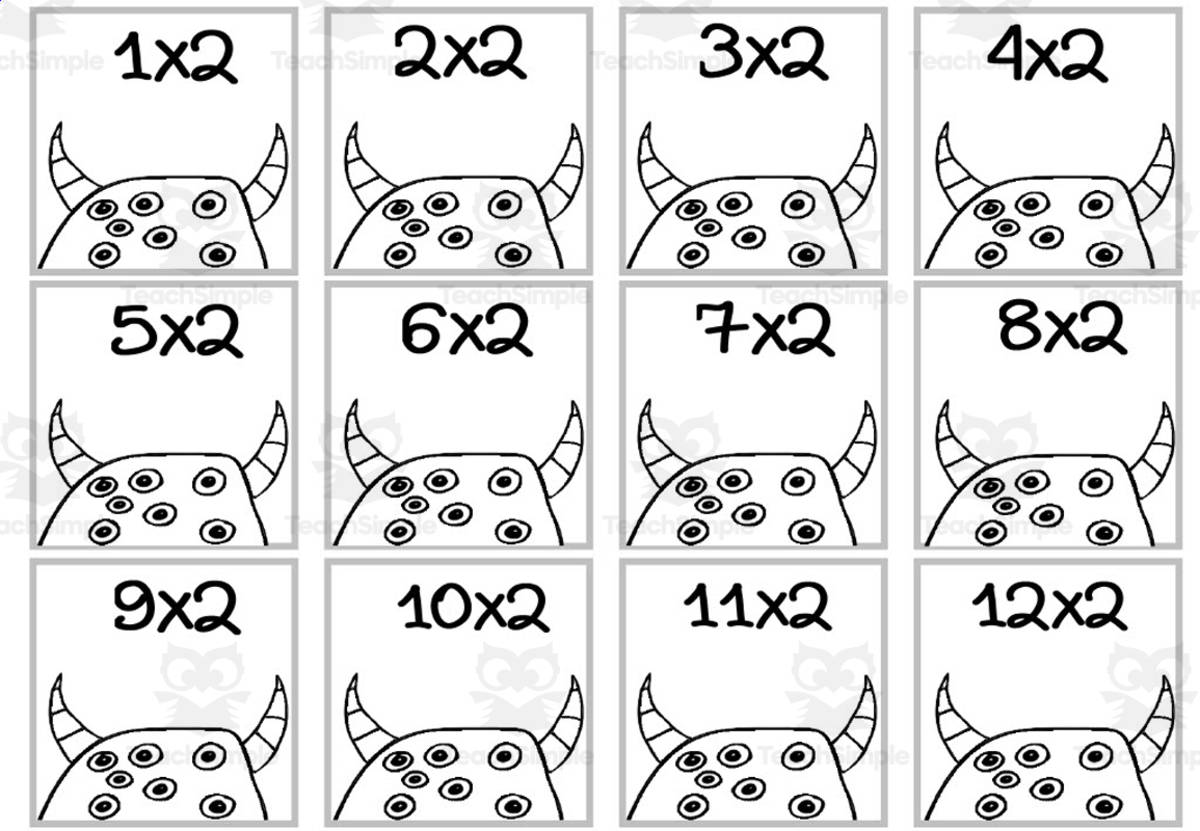 An educational teaching resource from WORDS ASIDE entitled Monster Multiplication Custom Craft Cards x2 downloadable at Teach Simple.