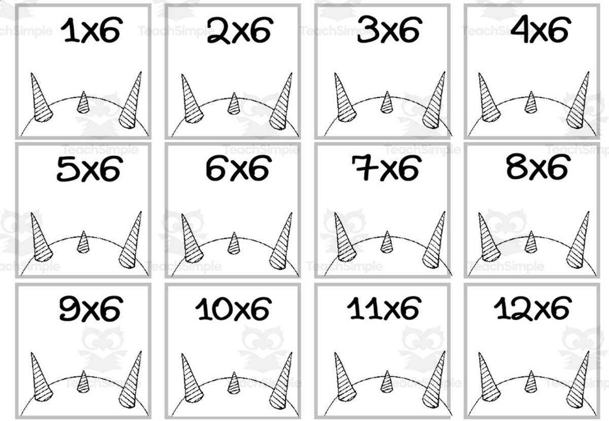 An educational teaching resource from WORDS ASIDE entitled Monster Multiplication Custom Craft Cards x7 downloadable at Teach Simple.