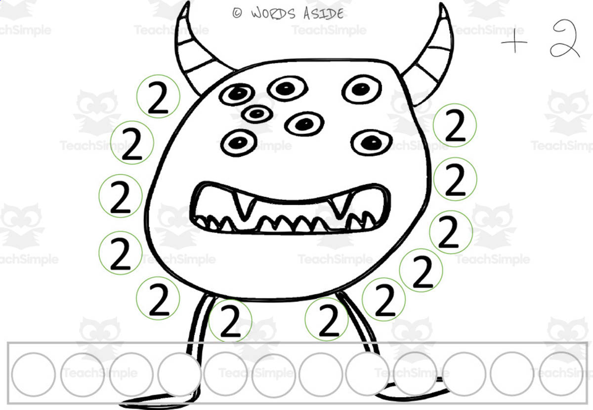 An educational teaching resource from WORDS ASIDE entitled Monster Multiplication Repeated Addition Mats Set 11 downloadable at Teach Simple.