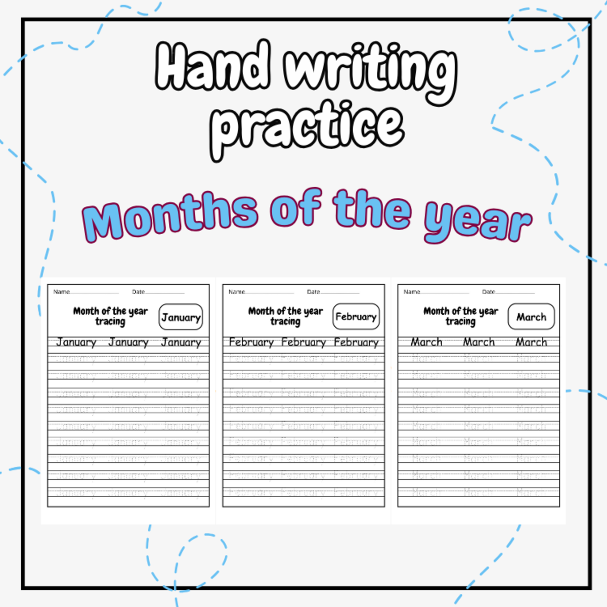 An educational teaching resource from successful teachers resource entitled month words tracing worksheet - months of the year tracing worksheets. downloadable at Teach Simple.