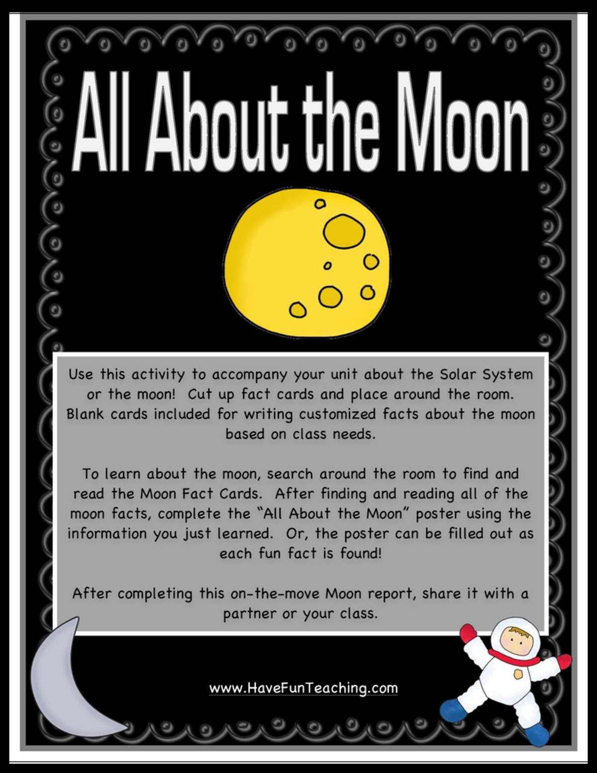 An educational teaching resource from Have Fun Teaching entitled Moon Activity downloadable at Teach Simple.