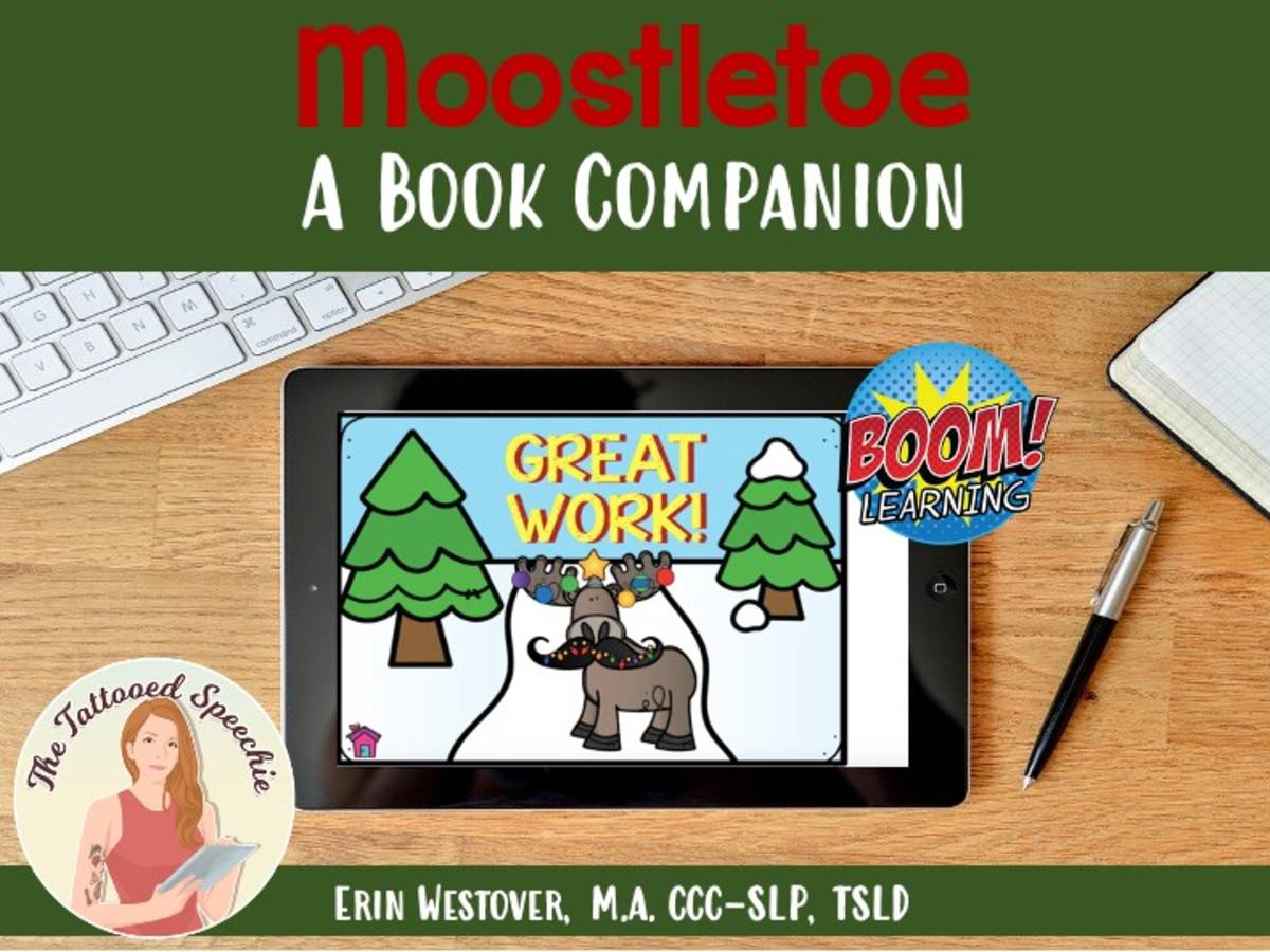 An educational teaching resource from The Tattooed Speechie entitled Mooseltoe Book Companion - BOOM Cards downloadable at Teach Simple.