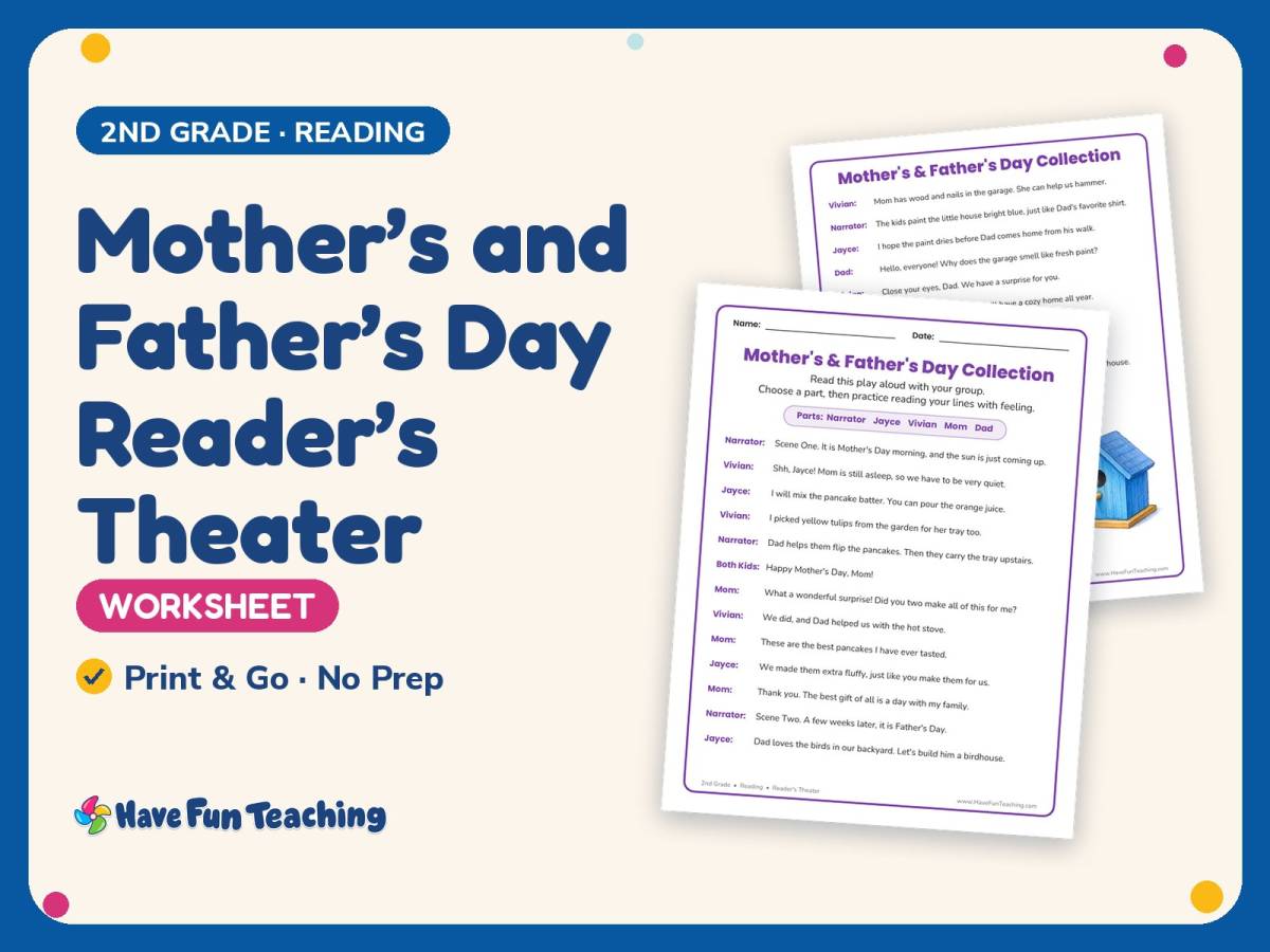 Mother’s and Father’s Day Reader’s Theater Worksheet – 2nd Grade preview