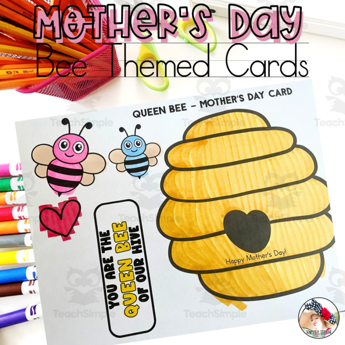 An educational teaching resource from Soumara Siddiqui entitled Mother's Day Bee Kid Craftivity downloadable at Teach Simple.