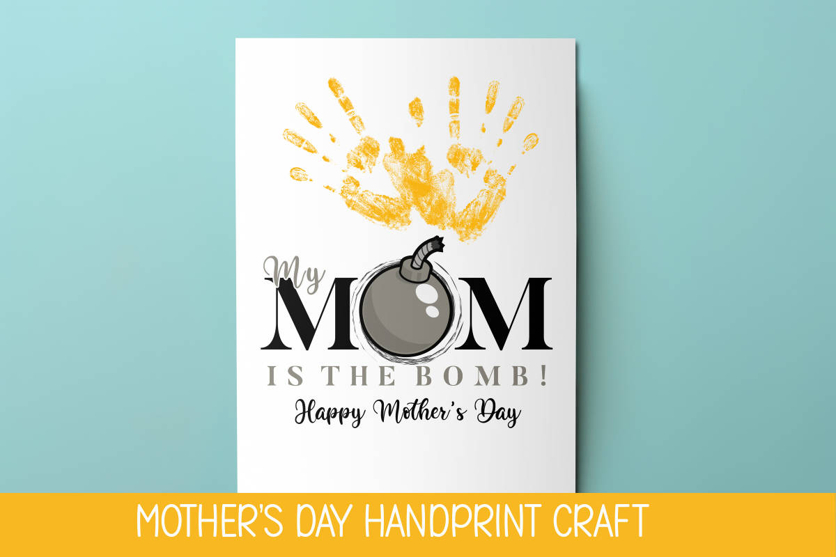 An educational teaching resource from Forever June Digital Design entitled MOTHER'S DAY CARD, HANDPRINT ART, HOMESCHOOL CRAFT, GIFT FOR MOM downloadable at Teach Simple.