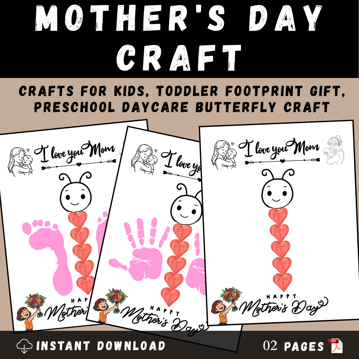 An educational teaching resource from Source Class entitled Mother's Day Butterfly Footprint Craft – Keepsake downloadable at Teach Simple.