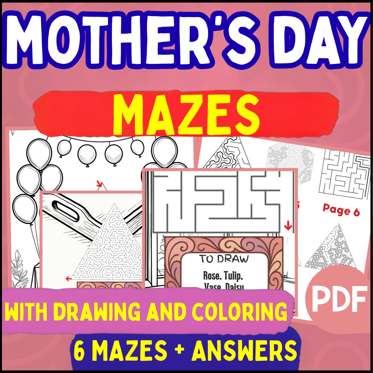 An educational teaching resource from Cored Education entitled Mother's Day Mazes (PDF) downloadable at Teach Simple.