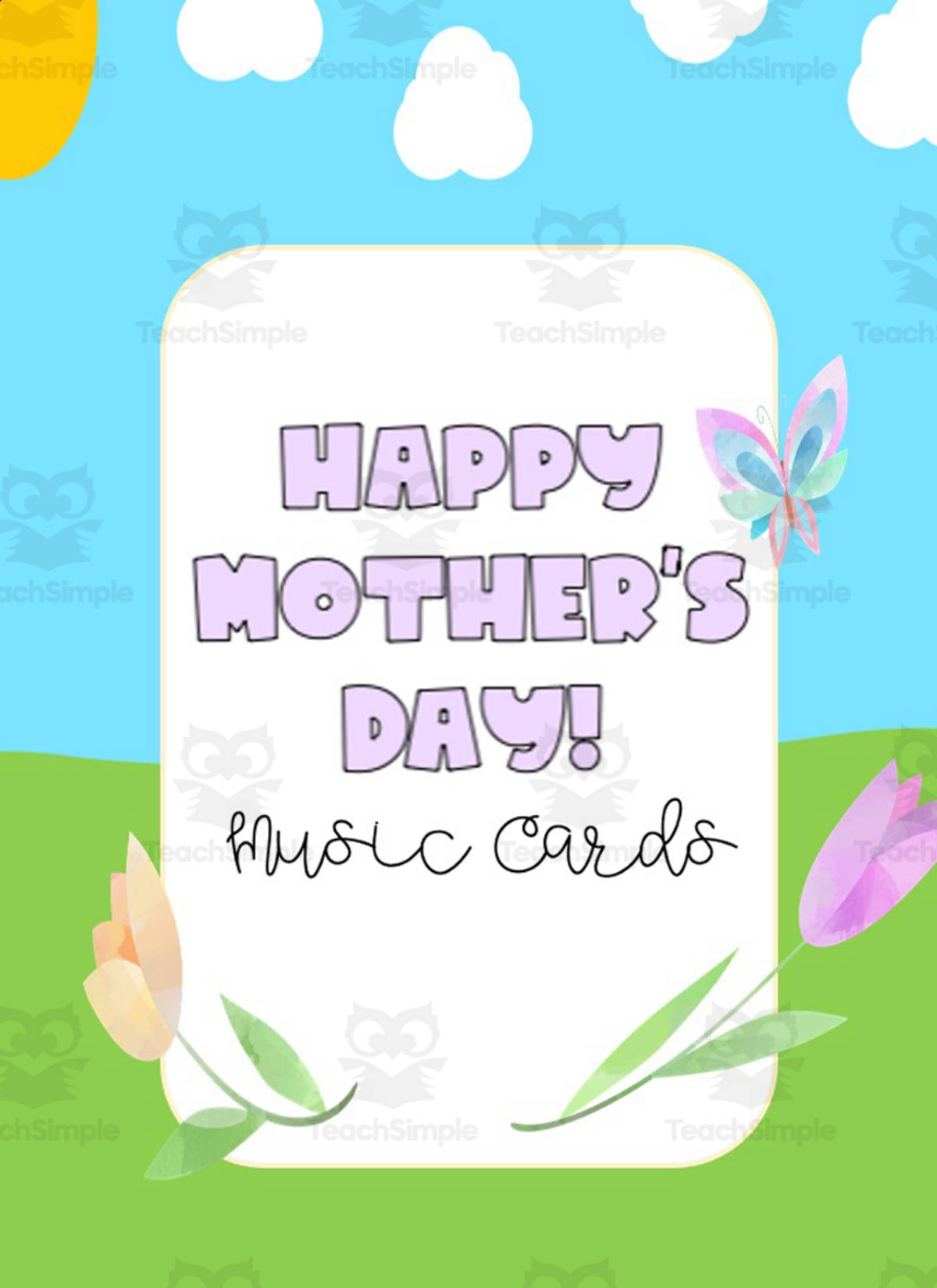 An educational teaching resource from Joyful Noise Teaching entitled Mother's Day Music Cards downloadable at Teach Simple.