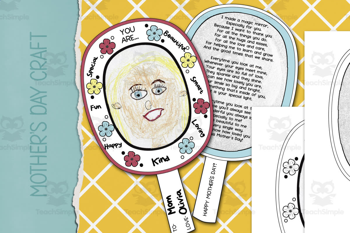 An educational teaching resource from Forever June Digital Design entitled Mother's Day Poem & Craft – Pre-K Coloring Activity downloadable at Teach Simple.