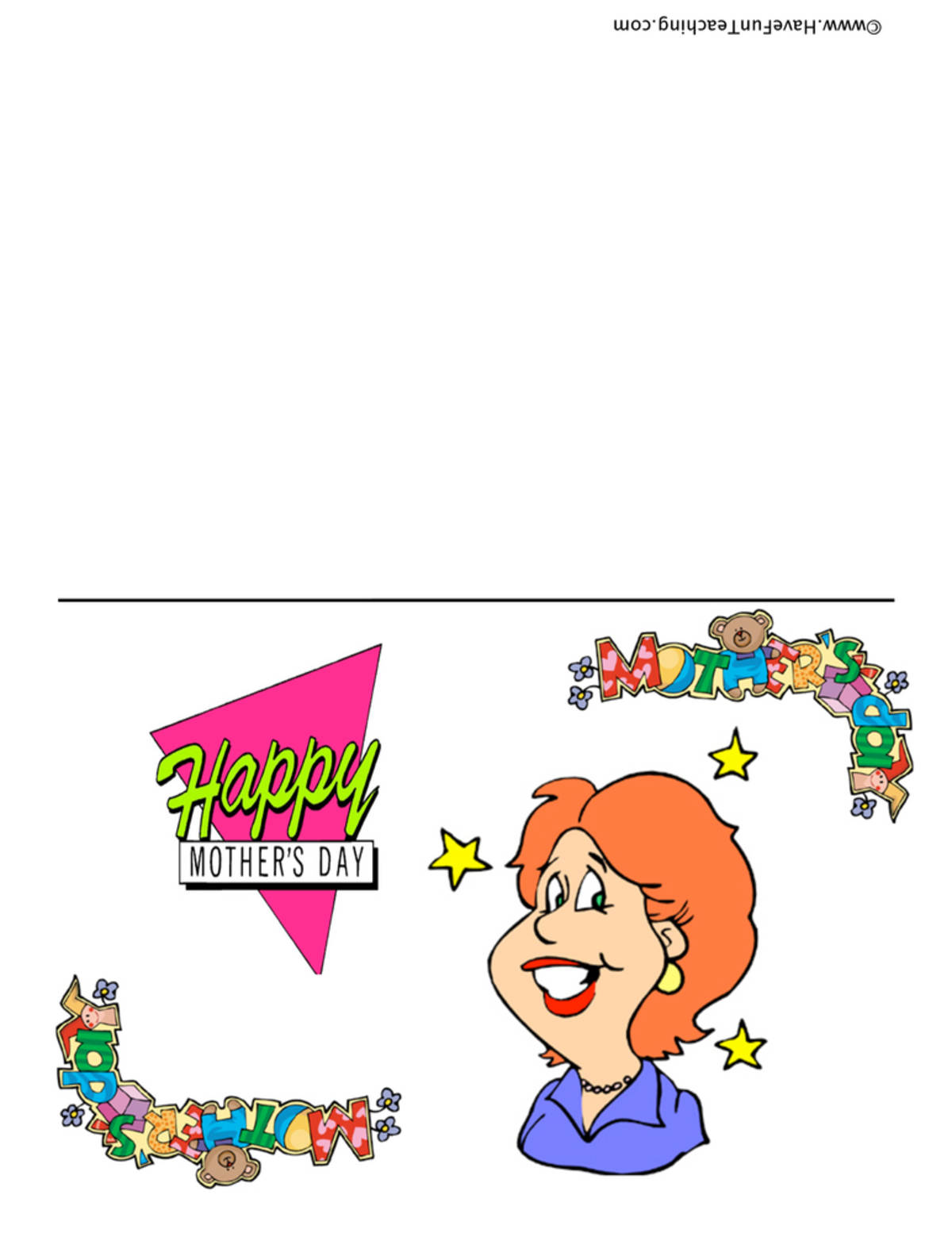 An educational teaching resource from Have Fun Teaching entitled Mother's Day Smiling Mom Card downloadable at Teach Simple.