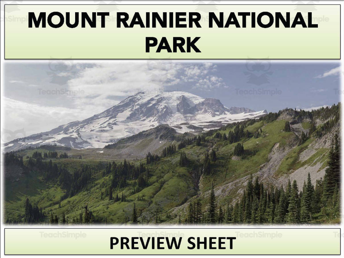 An educational teaching resource from Mr Gray History entitled Mount Rainier National Park Geography Unit downloadable at Teach Simple.