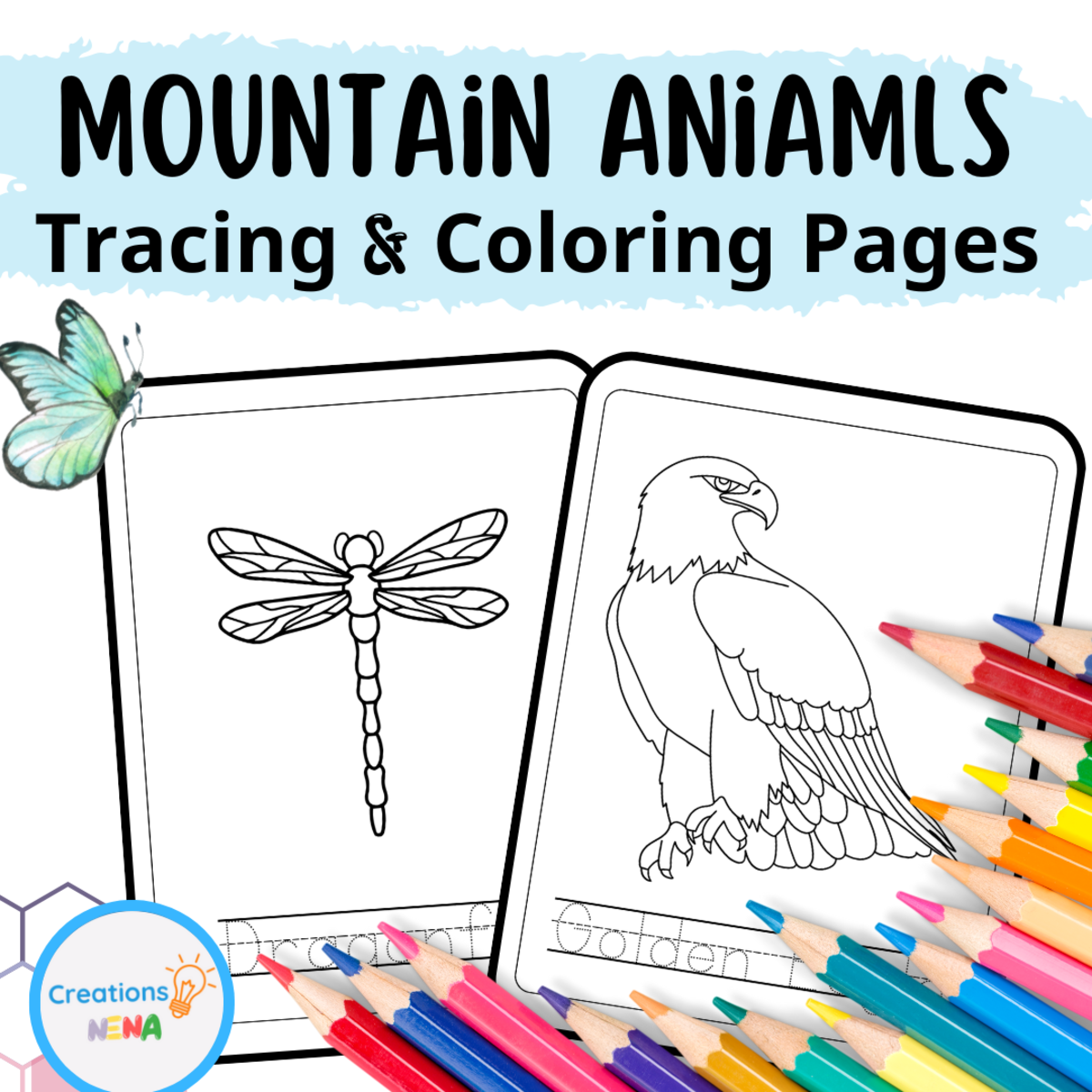 An educational teaching resource from Nena Creations entitled Mountain Animals Coloring Pages. downloadable at Teach Simple.