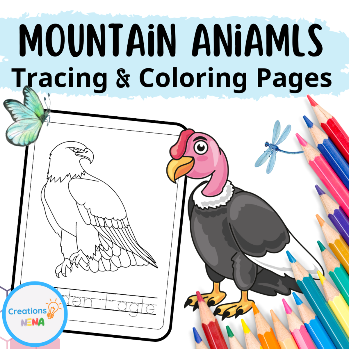 An educational teaching resource from Nena Creations entitled Mountain Animals Coloring Sheets. downloadable at Teach Simple.