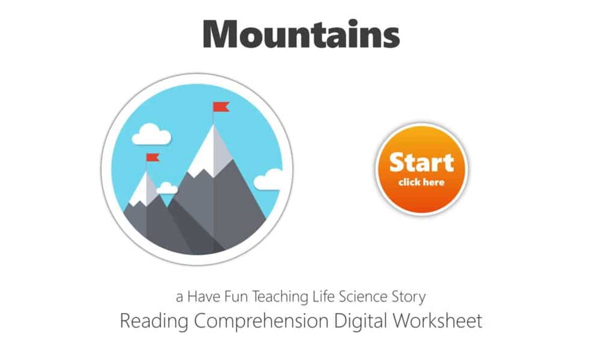 An educational teaching resource from Have Fun Teaching entitled Mountains Reading Comprehension Digital Worksheet downloadable at Teach Simple.