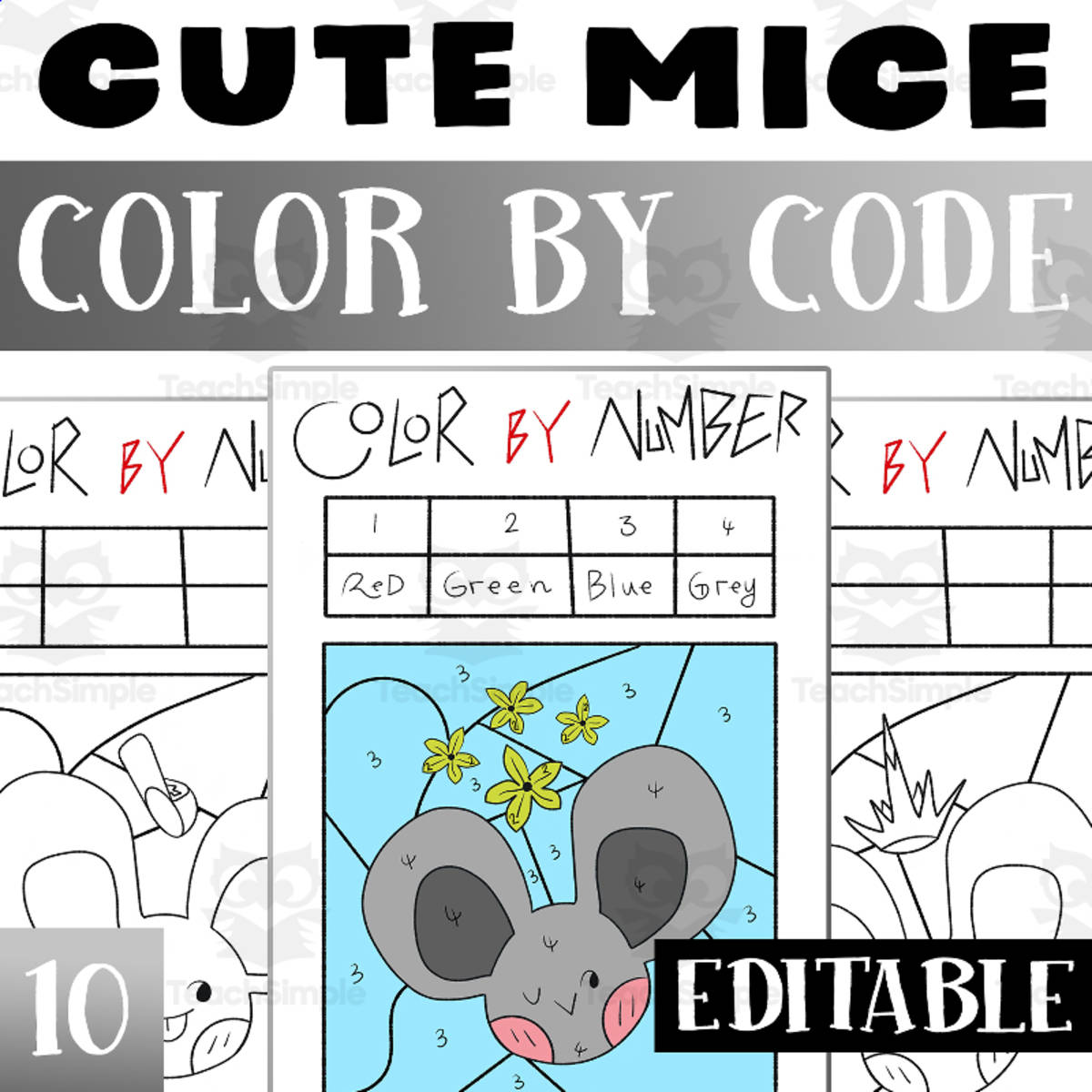 An educational teaching resource from Lapiiin Art Activities entitled Mouse Color By Code Worksheet Activity for Morning Work downloadable at Teach Simple.