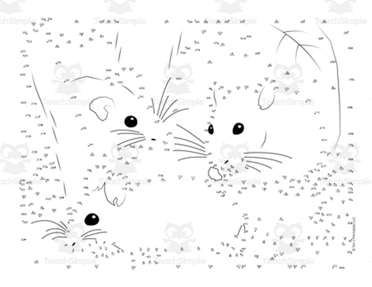 An educational teaching resource from Tim's Printables entitled Mouse Dot-to-Dot / Connect the Dots PDF downloadable at Teach Simple.