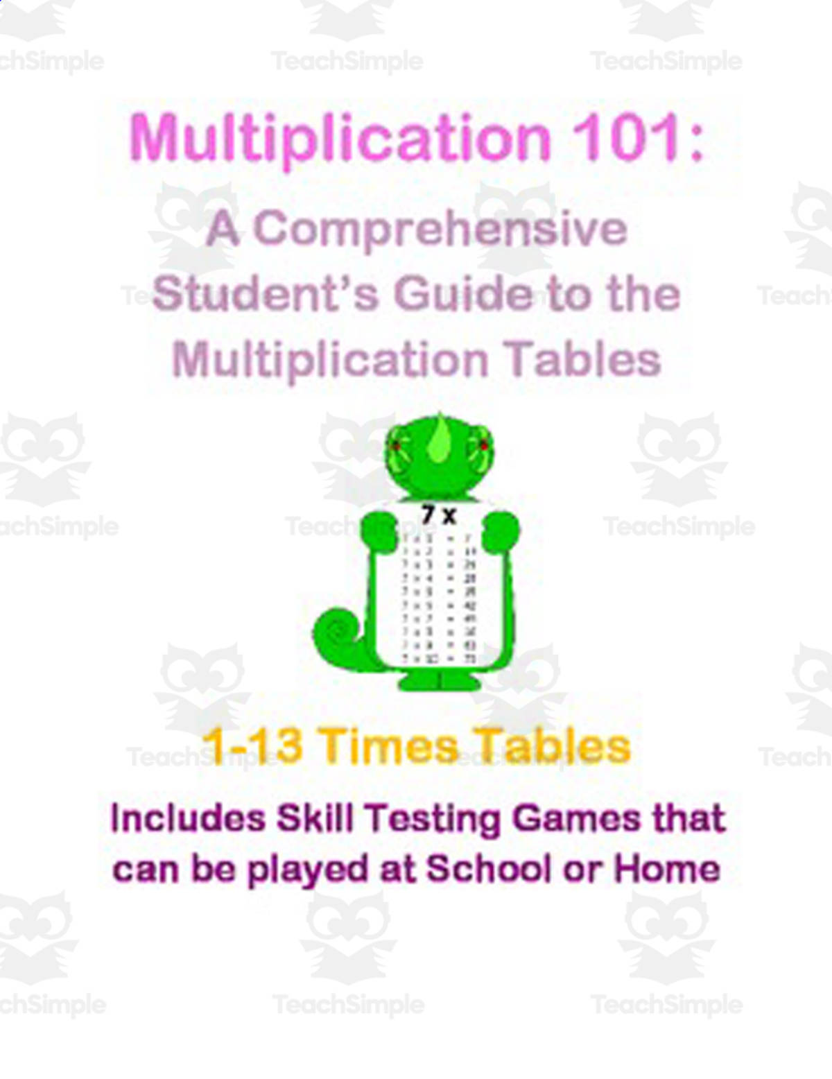 An educational teaching resource from Easy As ABC entitled Multiplication 101: Students' Guide to the Multiplication Tables downloadable at Teach Simple.