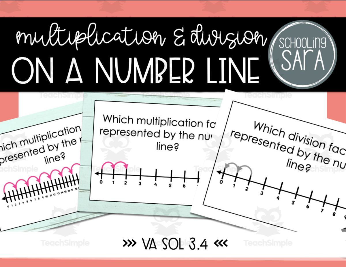 An educational teaching resource from SchoolingSara entitled Multiplication and Division on a Number Line Task Cards downloadable at Teach Simple.