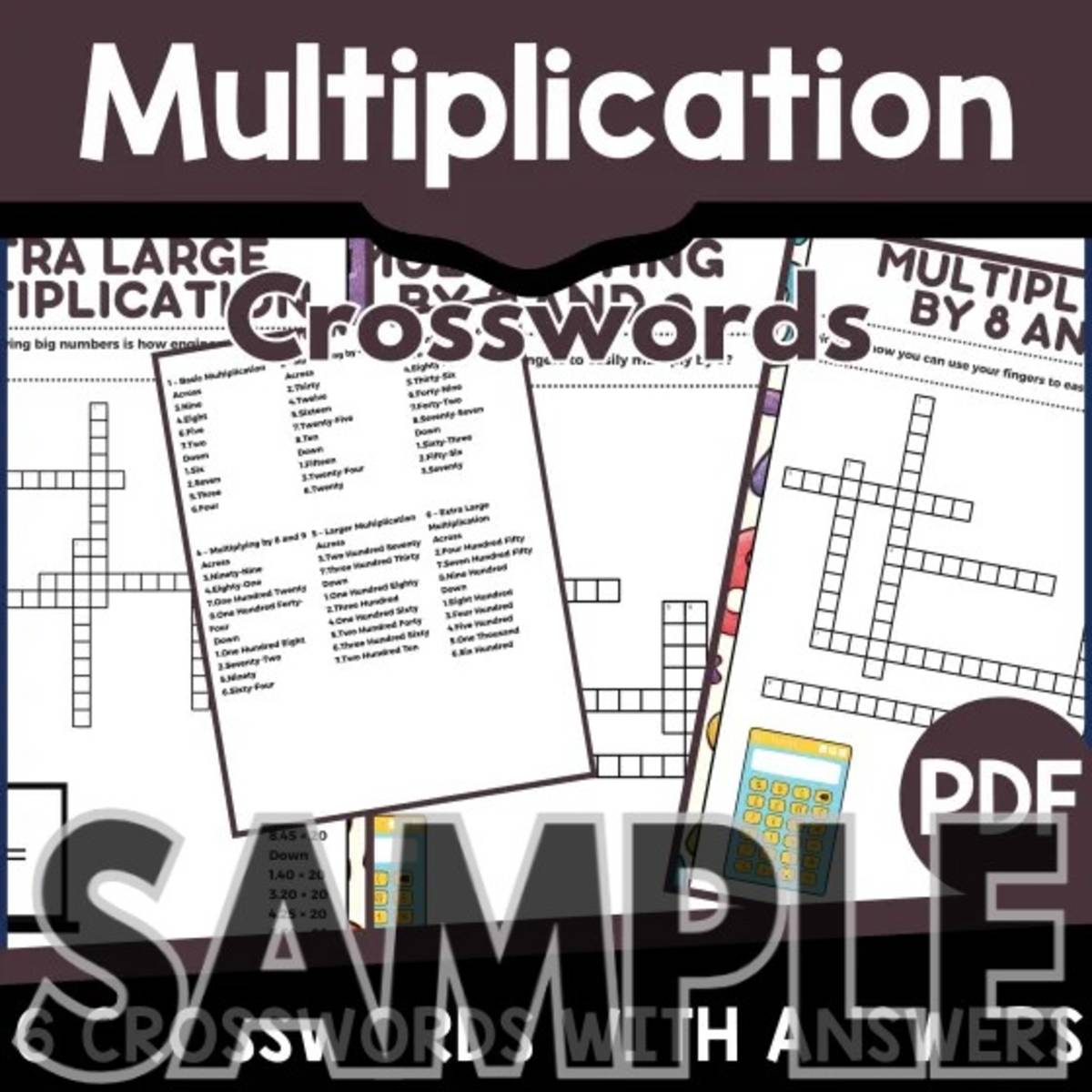 An educational teaching resource from Cored Education entitled Multiplication Crossword: 1 Page Sample (PDF) downloadable at Teach Simple.