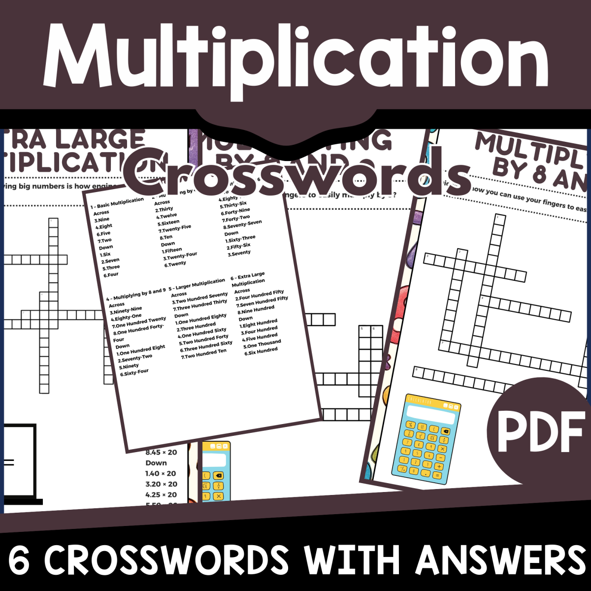 An educational teaching resource from Cored Education entitled Multiplication Crosswords – Themed Vocabulary Sets downloadable at Teach Simple.