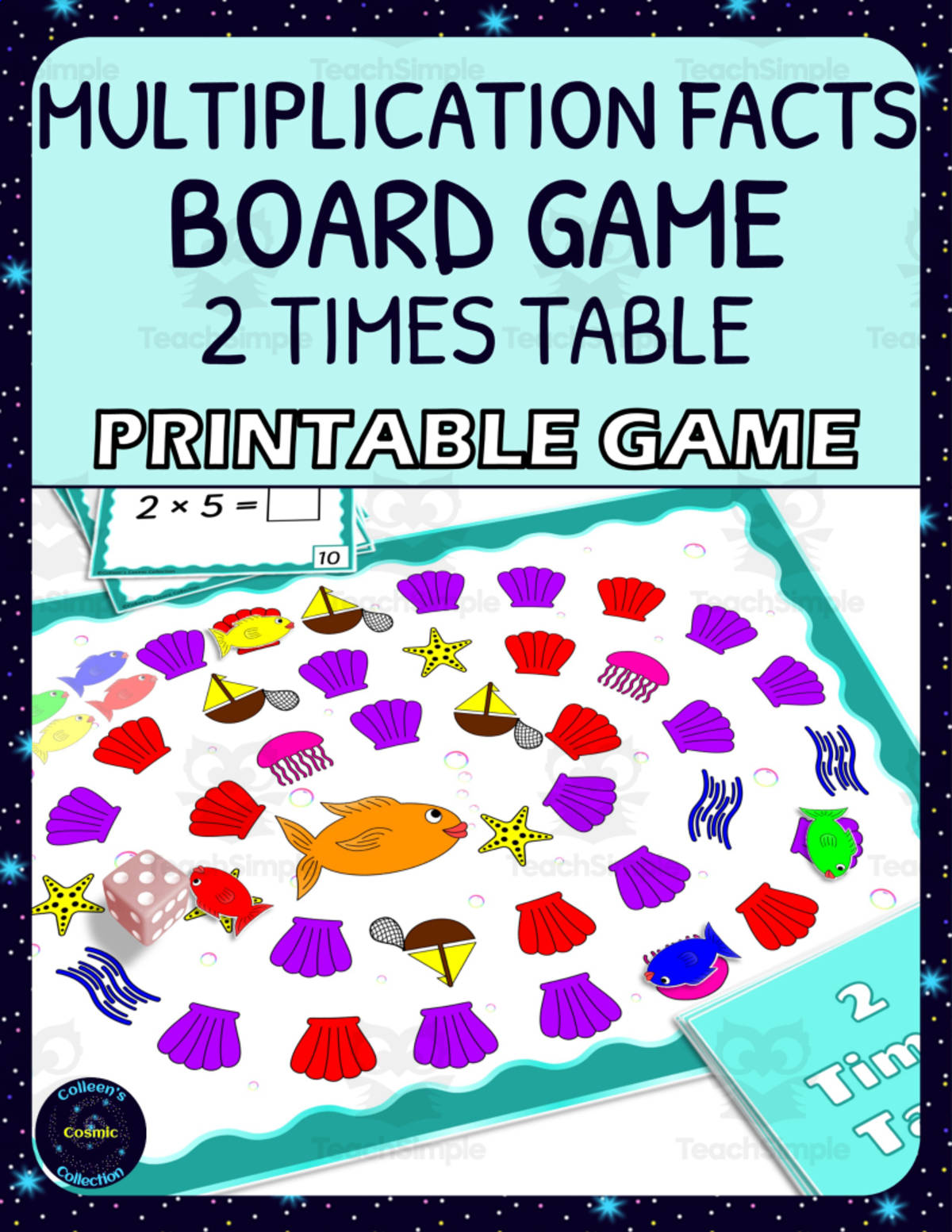 An educational teaching resource from Colleen's Cosmic Collection entitled Multiplication fact practice Board Game - 2 Times Table downloadable at Teach Simple.