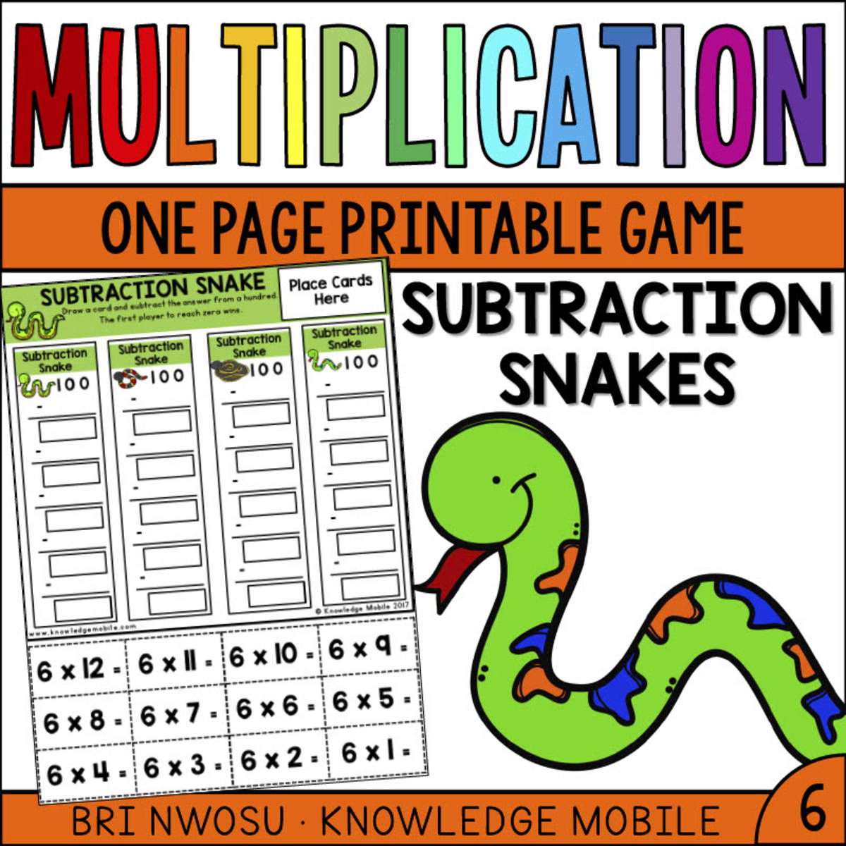 An educational teaching resource from Knowledge Mobile entitled Multiplication Facts - Six Printable Game downloadable at Teach Simple.