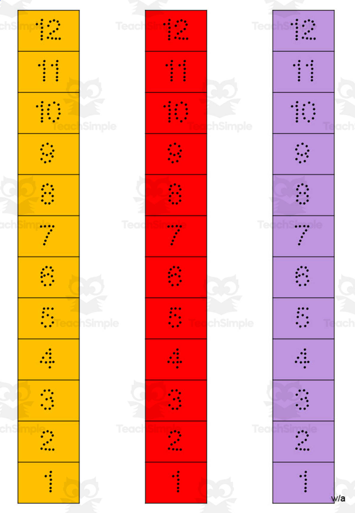 An educational teaching resource from WORDS ASIDE entitled Multiplication Facts Writing | Strip Columns Set 1B downloadable at Teach Simple.
