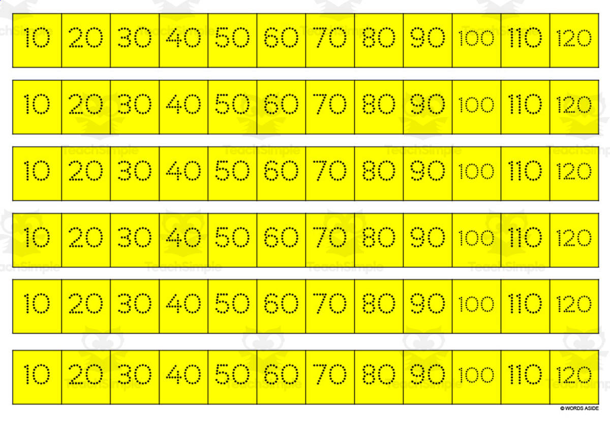 An educational teaching resource from WORDS ASIDE entitled Multiplication Facts Writing | Strip Lines Set 10B downloadable at Teach Simple.