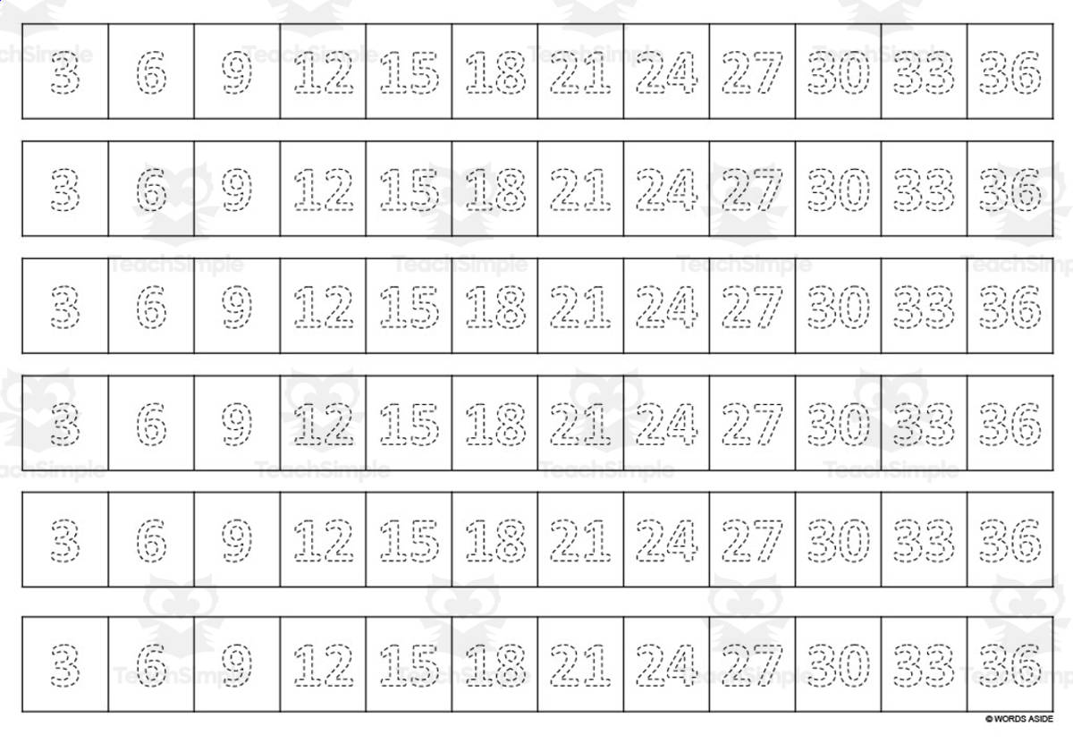 An educational teaching resource from WORDS ASIDE entitled Multiplication Facts Writing | Strip Lines Set 3E downloadable at Teach Simple.
