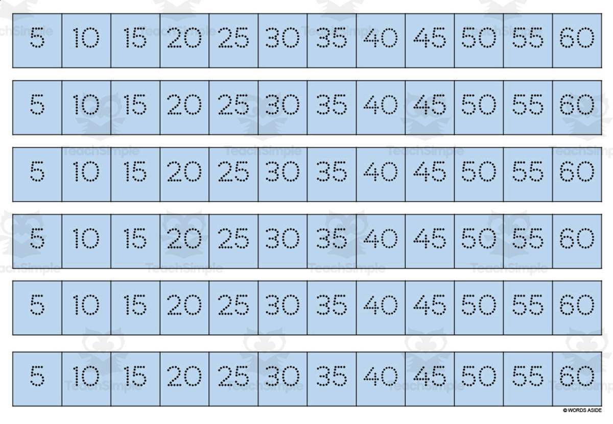 An educational teaching resource from WORDS ASIDE entitled Multiplication Facts Writing | Strip Lines Set 5B downloadable at Teach Simple.