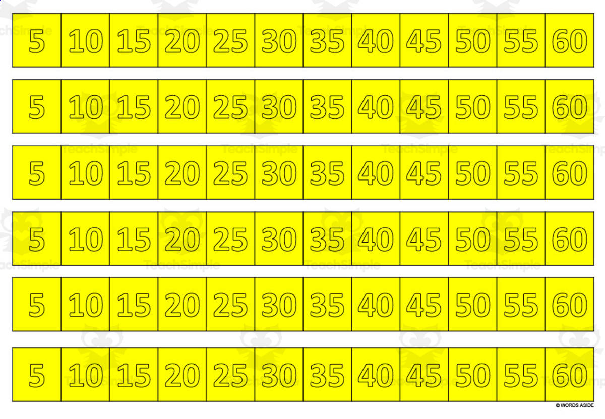 An educational teaching resource from WORDS ASIDE entitled Multiplication Facts Writing | Strip Lines Set 5D downloadable at Teach Simple.