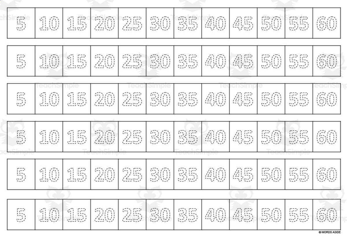 An educational teaching resource from WORDS ASIDE entitled Multiplication Facts Writing | Strip Lines Set 5E downloadable at Teach Simple.