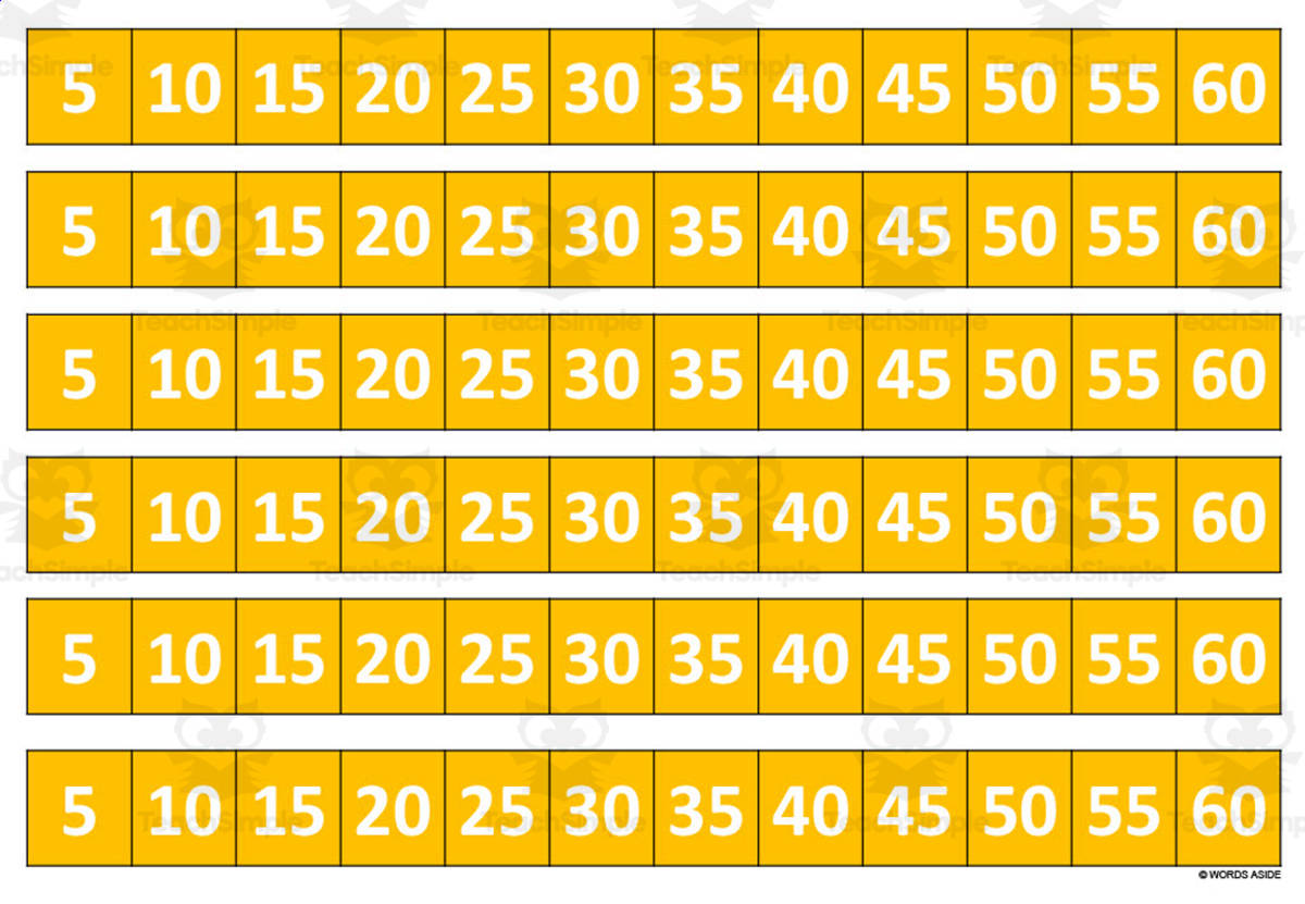 An educational teaching resource from WORDS ASIDE entitled Multiplication Facts Writing | Strip Lines Set 5G downloadable at Teach Simple.