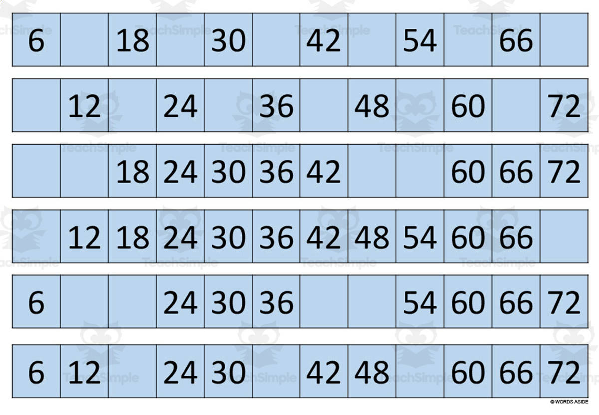 An educational teaching resource from WORDS ASIDE entitled Multiplication Facts Writing | Strip Lines Set 6H downloadable at Teach Simple.