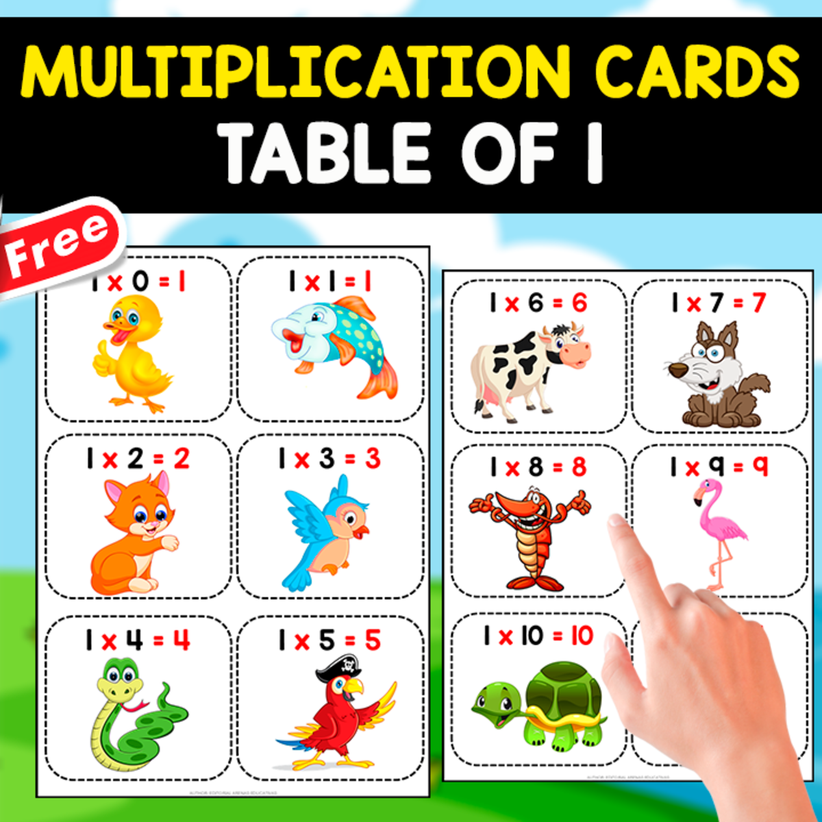 An educational teaching resource from EDITORIAL LAURA EDUCA entitled MULTIPLICATION FLASHCARDS OF 1 | 12 FREE FLASHCARDS downloadable at Teach Simple.