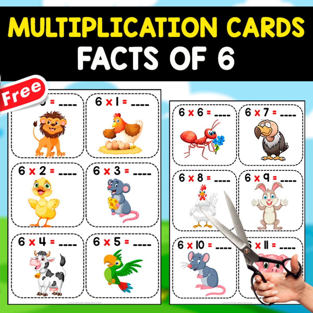 An educational teaching resource from EDITORIAL LAURA EDUCA entitled MULTIPLICATION FLASHCARDS OF 6 | 20 FREE FLASHCARDS downloadable at Teach Simple.