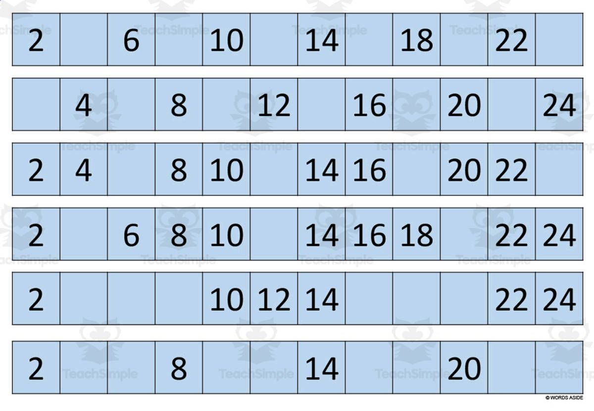An educational teaching resource from WORDS ASIDE entitled Multiplication Math Facts | Strip Lines 2H downloadable at Teach Simple.