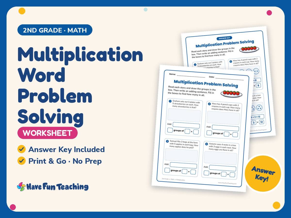 Multiplication Word Problem Solving Worksheet – 2nd Grade Practice preview
