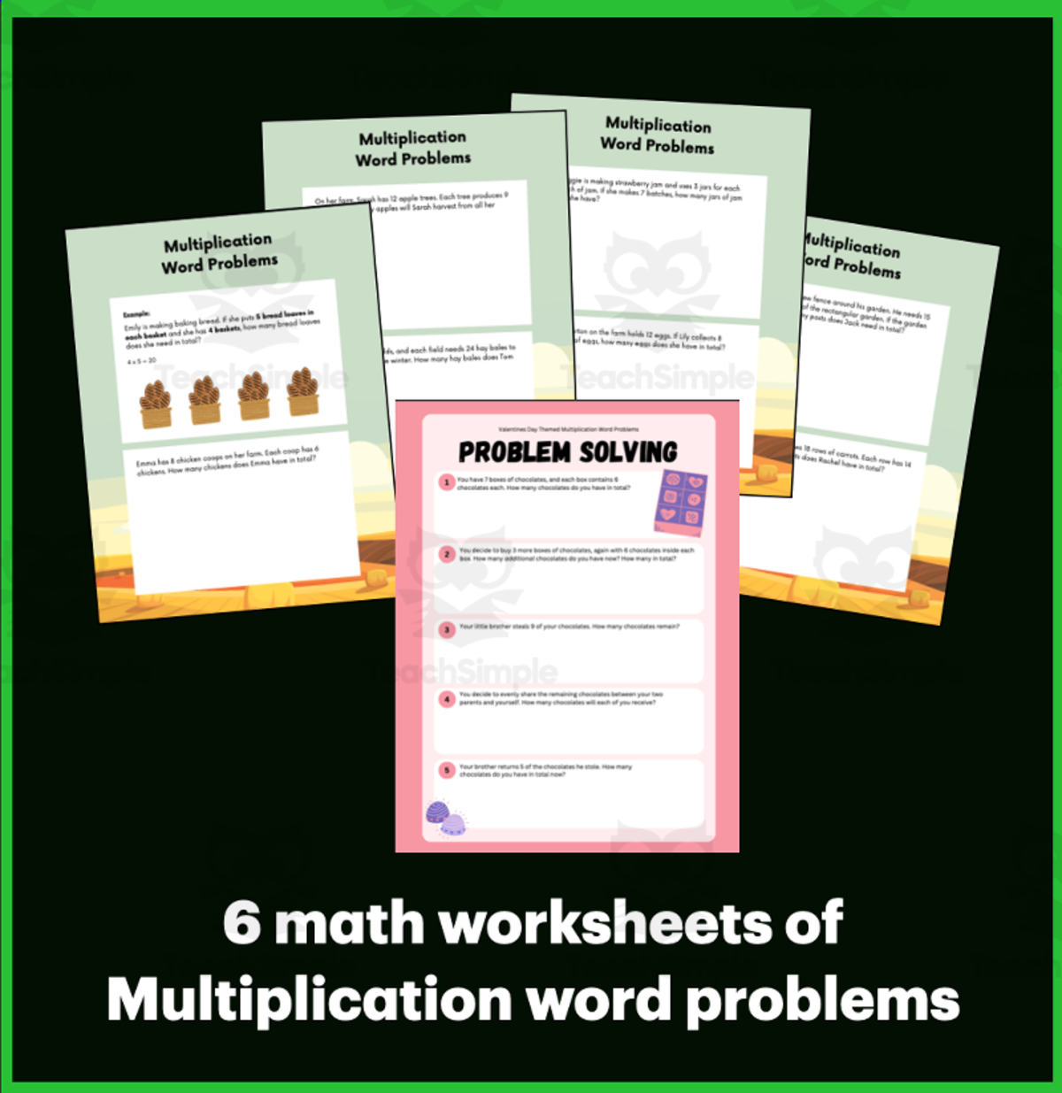 An educational teaching resource from Tpete's Supply Store entitled Multiplication Word Problems for 3rd Grade downloadable at Teach Simple.