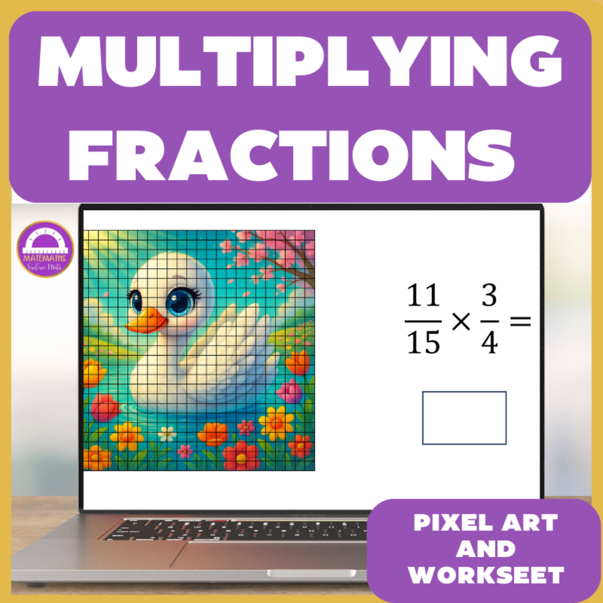 An educational teaching resource from Matemaths entitled Multiplying Fractions Pixel Art downloadable at Teach Simple.