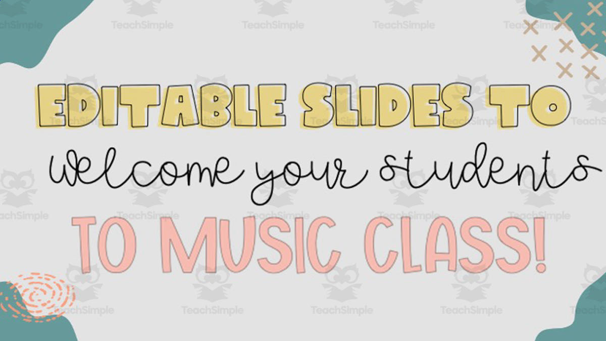 An educational teaching resource from Joyful Noise Teaching entitled Music Class Welcome Slides downloadable at Teach Simple.