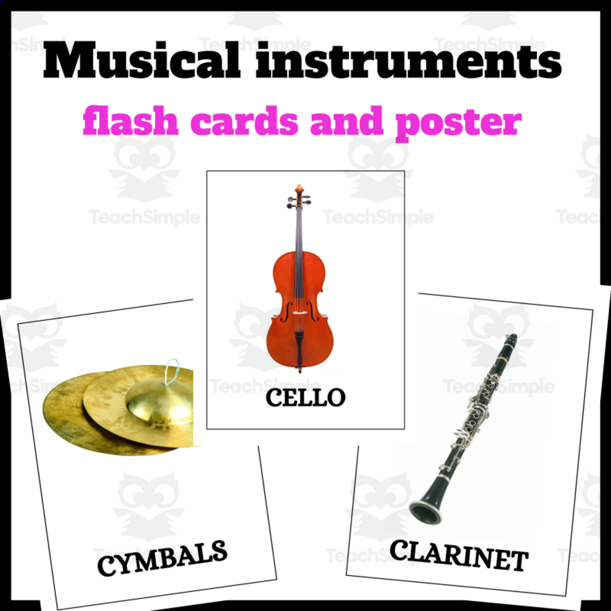 An educational teaching resource from Your Teaching Companion entitled Musical instruments flash cards and poster ,real photos downloadable at Teach Simple.