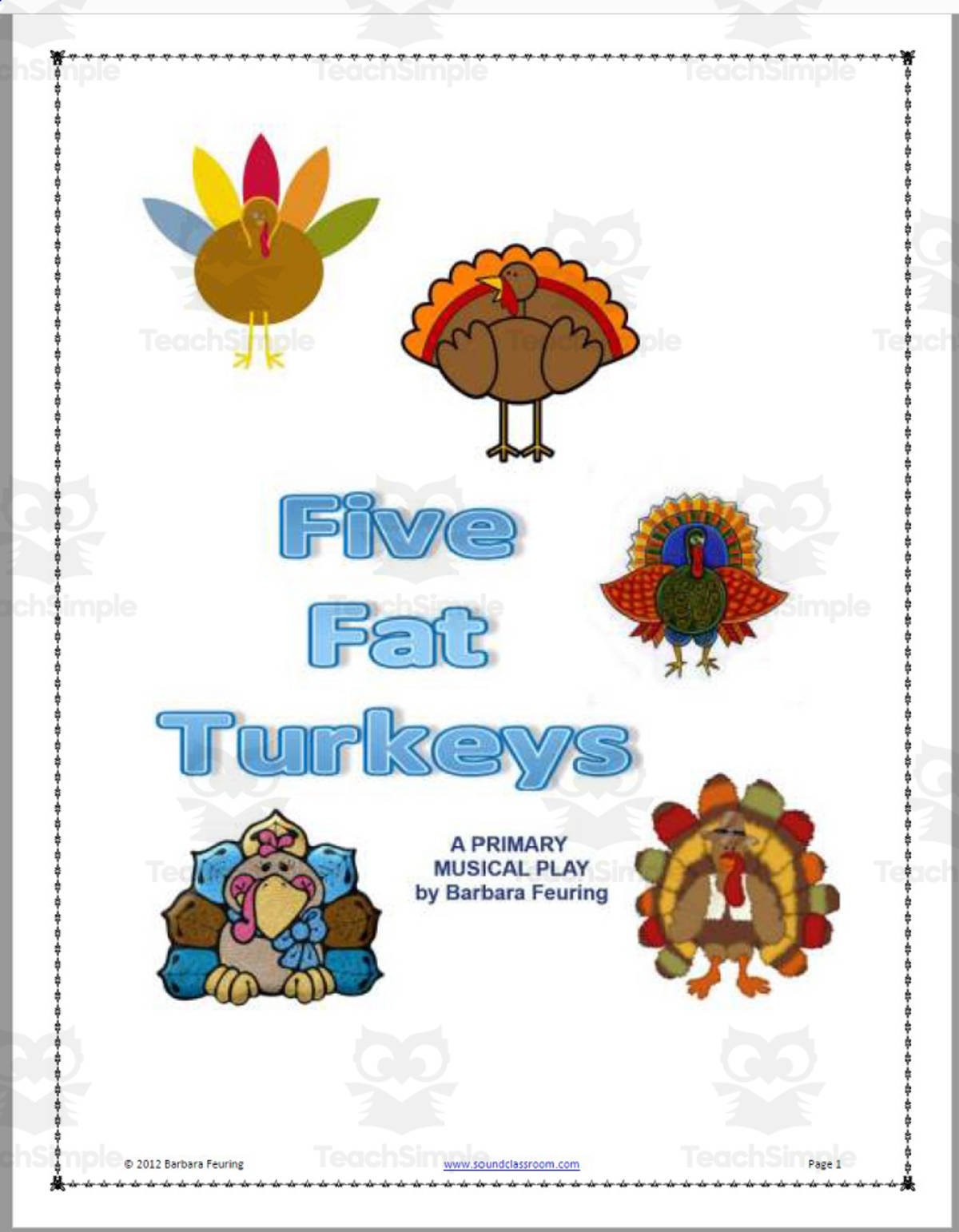 An educational teaching resource from MUSICWORKS entitled Musical Play: Five Fat Turkeys downloadable at Teach Simple.