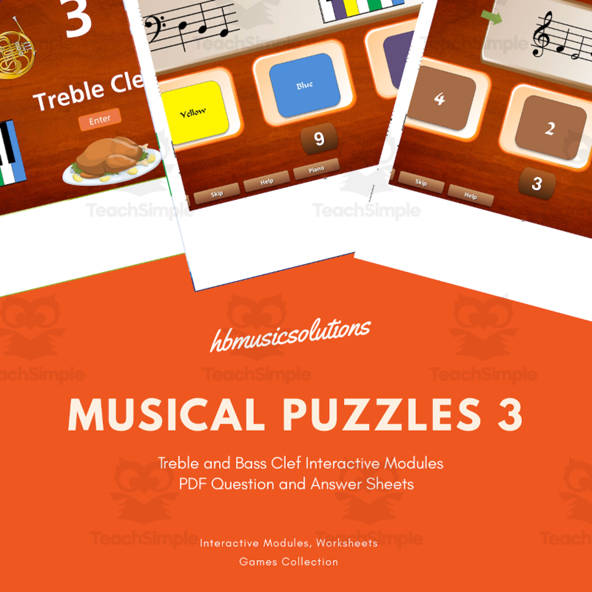 An educational teaching resource from Hbmusicsolutions's Shop entitled Musical Puzzles 3 | Treble and Bass Clef Interactive Module downloadable at Teach Simple.