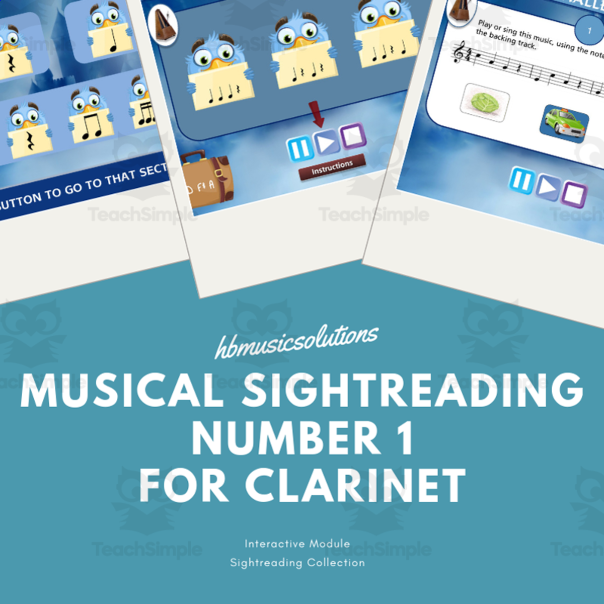 An educational teaching resource from Hbmusicsolutions's Shop entitled Musical Sight-Reading | Number 1 Clarinet Interactive Activities downloadable at Teach Simple.