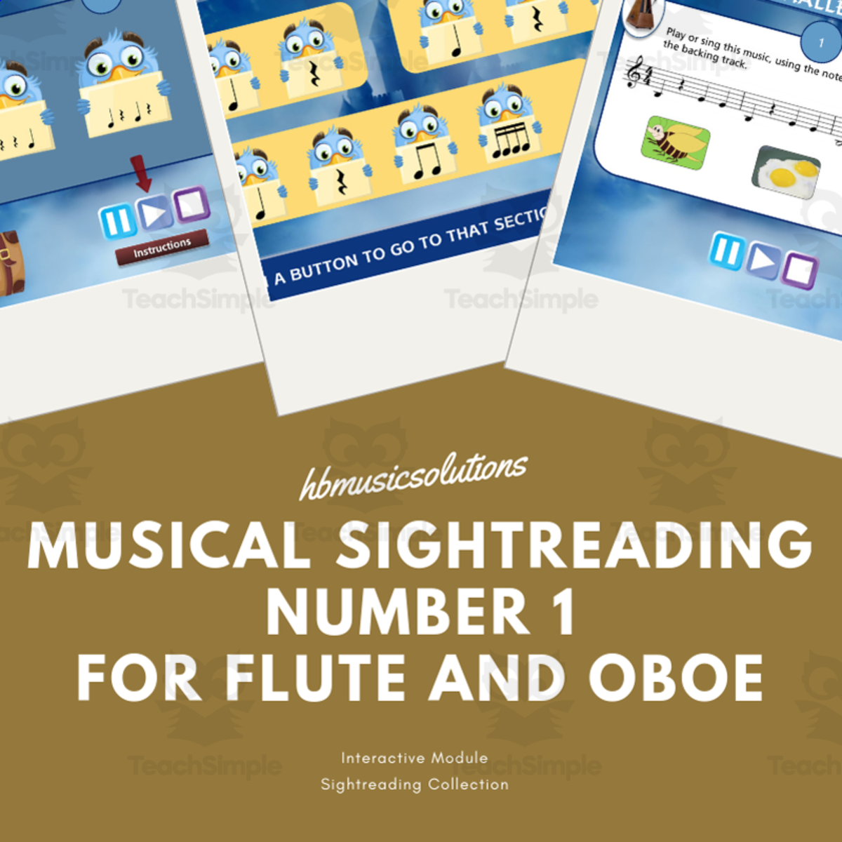 An educational teaching resource from Hbmusicsolutions's Shop entitled Musical Sight-Reading | Number 1 Flute And Oboe Interactive Activities downloadable at Teach Simple.